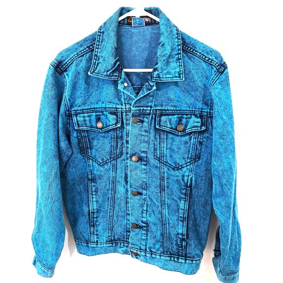 29 Nyc Broadway Size Small Womens 90's Turquoise Acid Wash Denim Jean Jacket - Picture 1 of 14